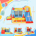 Outsunny Kids Inflatable Water Slide, 4 In 1 Bounce House Jumping Castle With 2 Slides, Climbing Wall, Trampoline, & Water Pool Area, Air Blower Colorful Oxford Fabric