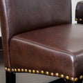 Upholstered Counter Stool With Solid Wood Frame Set Of 2 Brown Set Of 2 Leather