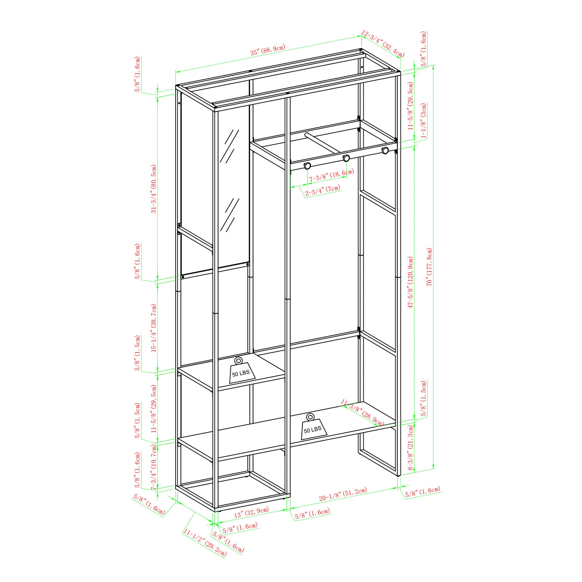Modern Metal And Wood Hall Tree With Hanging Storage Grey Wash Gray Wash Mdf Mdf