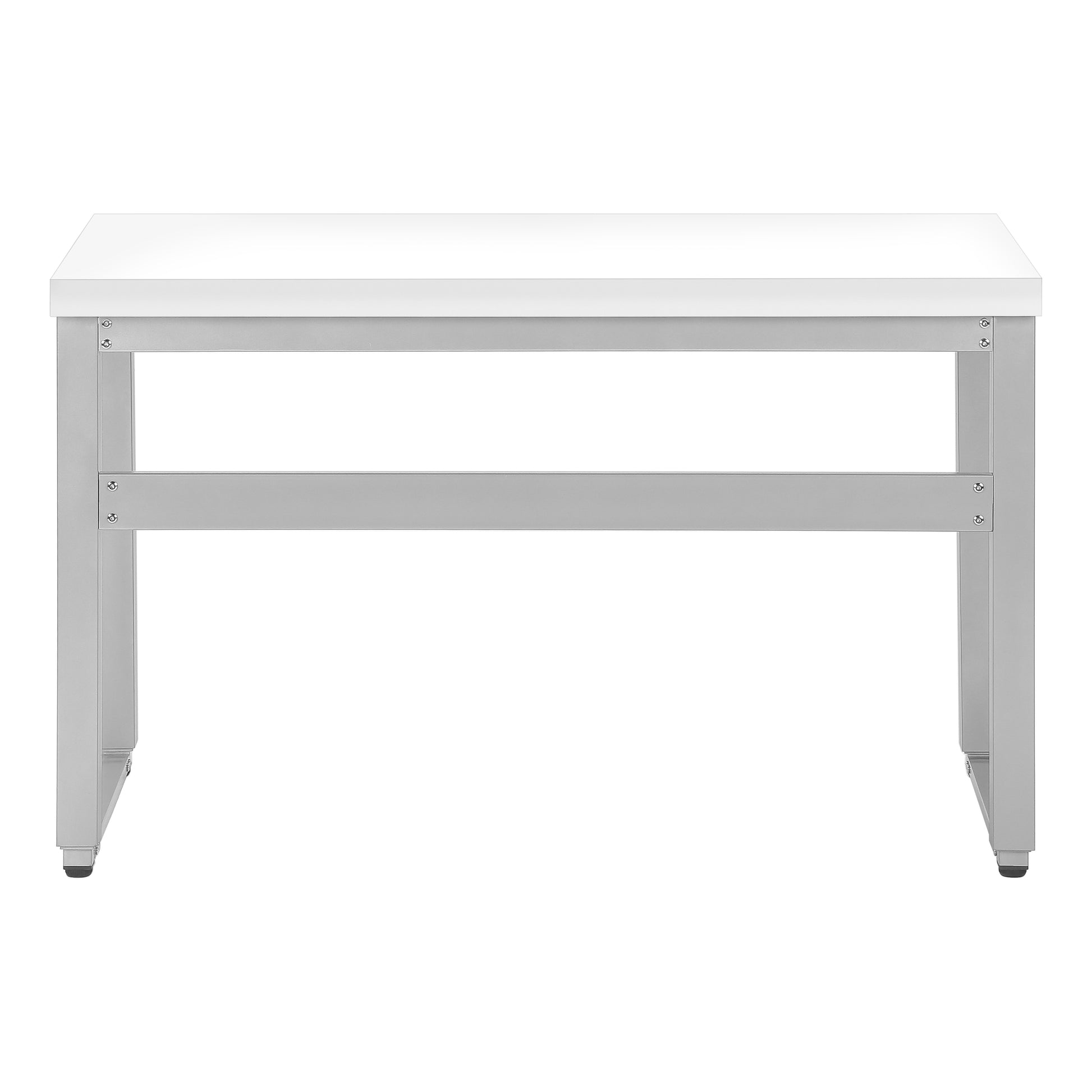 Computer Desk, Home Office, Standing, Adjustable, 48"L, Work, Laptop, White Laminate, Grey Metal, Contemporary, Modern White Particle Board