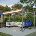 10' X 13' Aluminum Patio Pergola With Retractable Pergola Canopy, Backyard Shade Shelter For Porch, Outdoor Party, Garden, Grill Gazebo, Khaki Khaki Metal