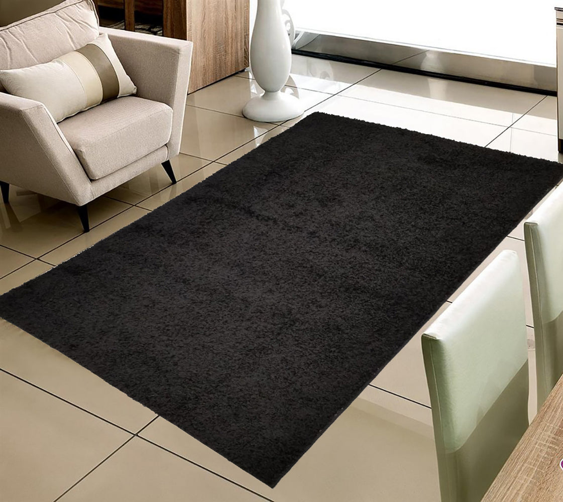 Shaggy Area Rugs, Carpets For Livingroom, 5X7 Area Rugs ,Shaggy Black Rectangle 5&7 Black Contemporary Abstract Polypropylene