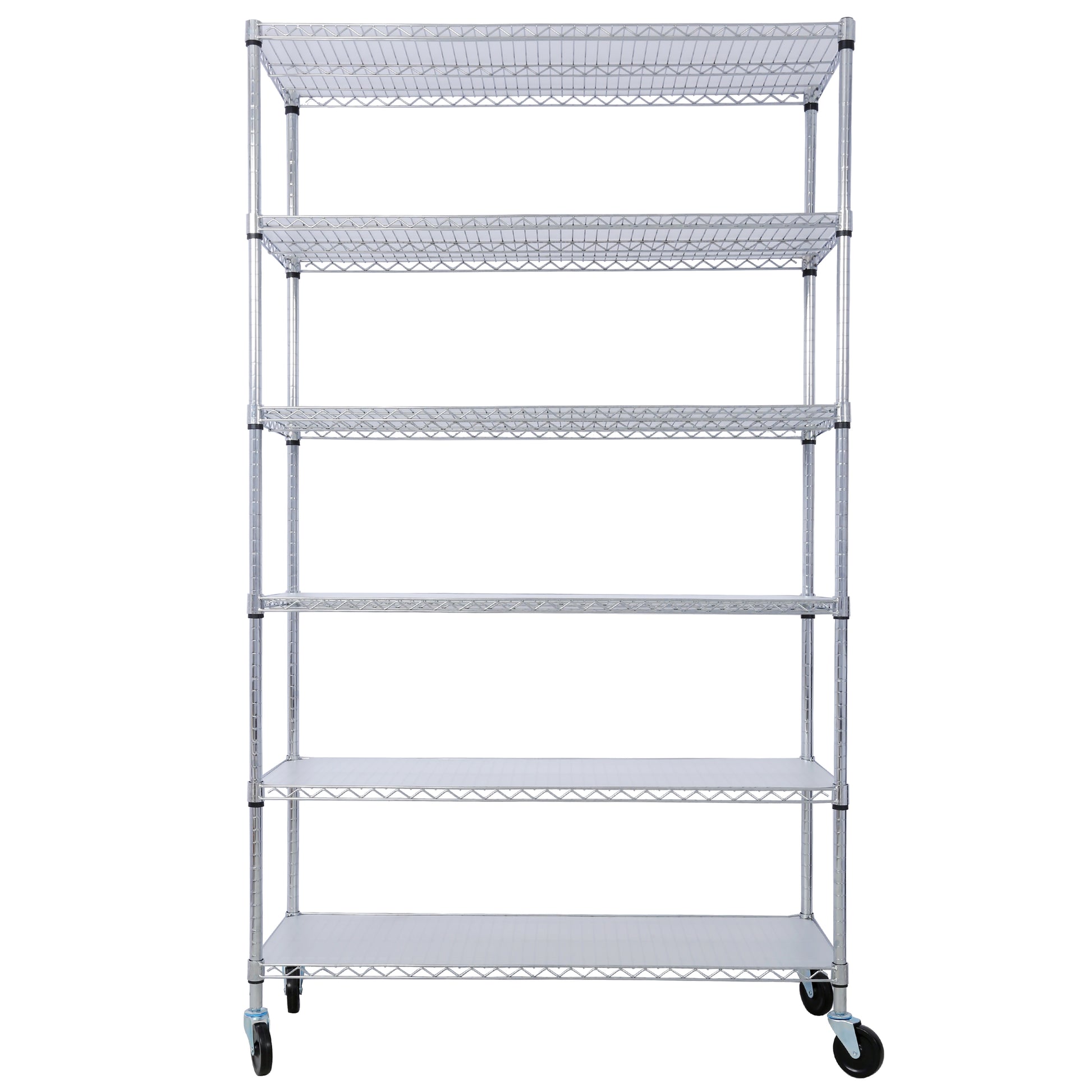 6 Tier 6000Lbs Capacity Nsf Metal Shelf Wire Shelving Unit, Heavy Duty Adjustable Storage Rack With Wheels & Shelf Liners For Commercial Grade Utility Steel Storage Rack, Chrome 82"H X 48"L X 18"D Chrome Metal