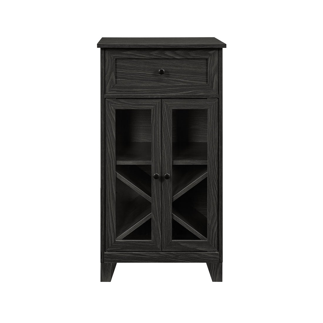 Classic Glass Door Bar Cabinet With Bottle Storage Graphite Gray Mdf Mdf