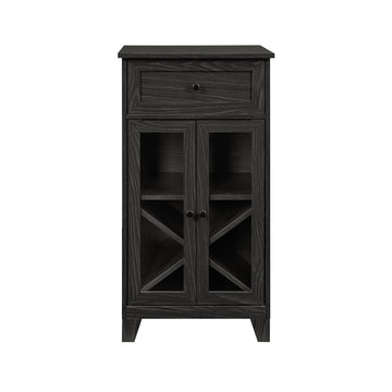 Classic Glass Door Bar Cabinet With Bottle Storage Graphite Gray Mdf Mdf