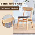 Wood Colored Mdf Desktop With Rubber Wooden Legs, Foldable Computer Desk, Foldable Office Desk, Solid Wood Dining Chair With Small Curved Back And Pu Cushion, Zd 1545 Dx 2361 Wood Seats 4 Wood