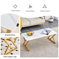 0.4Inch Thick White Marble Patterned Rock Table, Easy To Clean, Paired With Golden Metal Legs, Sturdy And Durable. Large Size Can Meet Various Needs.Can Be Used As A Dining Table, Coffee Table.47*23.6 White Sintered Stone