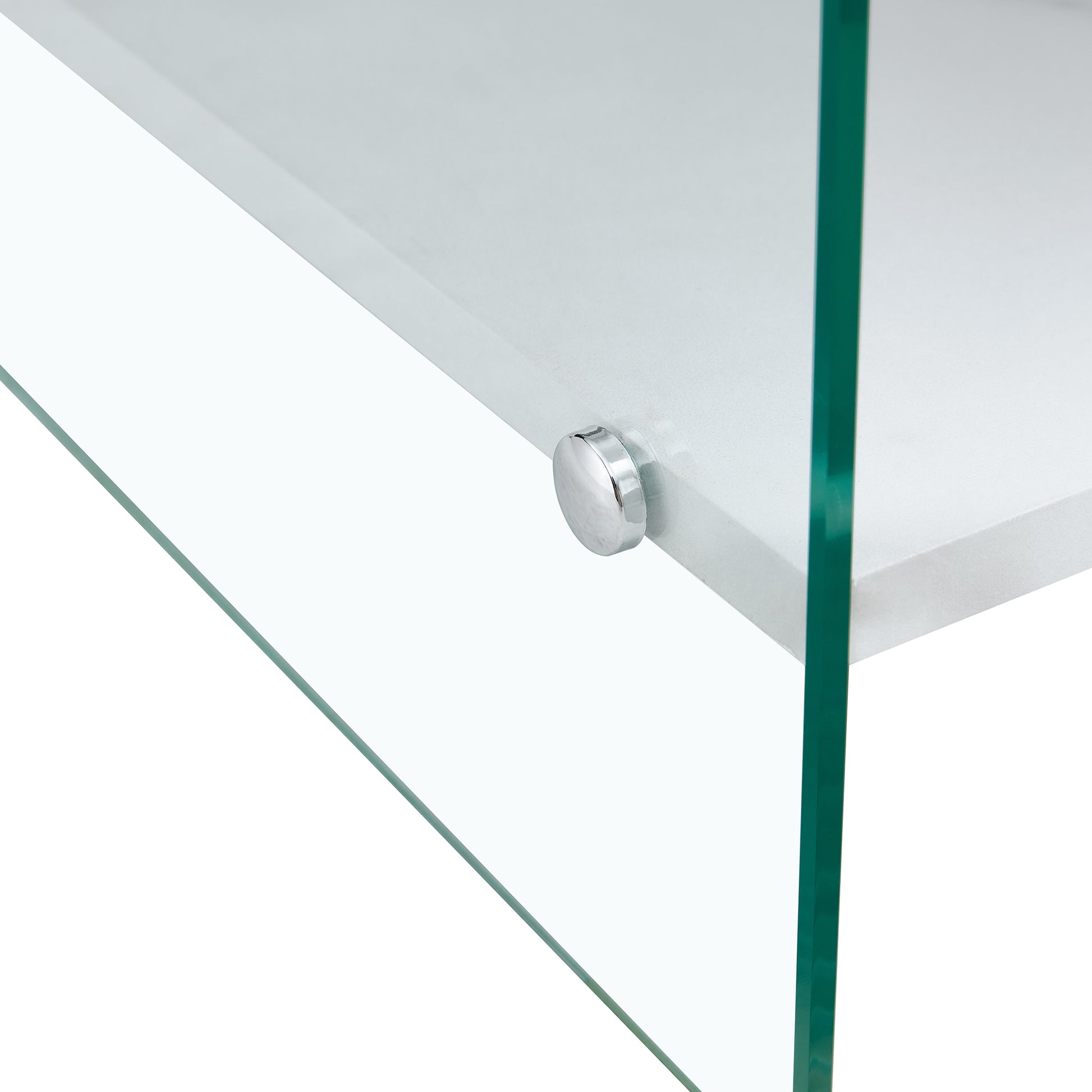 Bedside Table With Drawers. The Board Surface Is Mdf Sticker, And Both Sides Are Transparent Tempered Glass. The Design Is Simple And Elegant, With Excellent Storage Functions. White 1 Drawer Mdf Glass