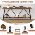 70.9 Inch Extra Long Sofa Table, Console Behind Sofa, Entryway Table With 2 Tier Storage Shelves For Hallways,Living Rooms,Foyers,Entryways,Banquet Rooms,Rustic Brown And Black, 70.9 L X 11.8