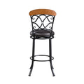 1Pc Pub Height Swivel Chair Faux Leather Upholstered Black Metal Frame Dining Furniture Black Dining Room Metal