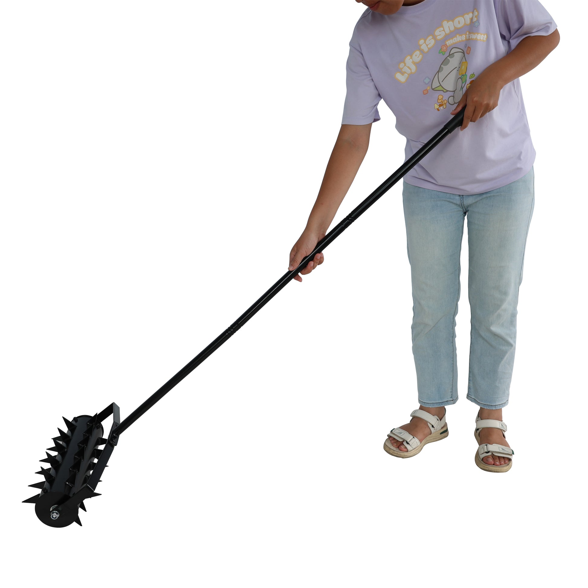Lawn Aerators, Gardens, Yards, Loose Soil In Farmland,Gardening Lawn Aerator Tool, Upgraded Heavy Duty Aerator Lawn Soil Penetrator Spikes, For Garden Grass Patio Yard. Black Iron