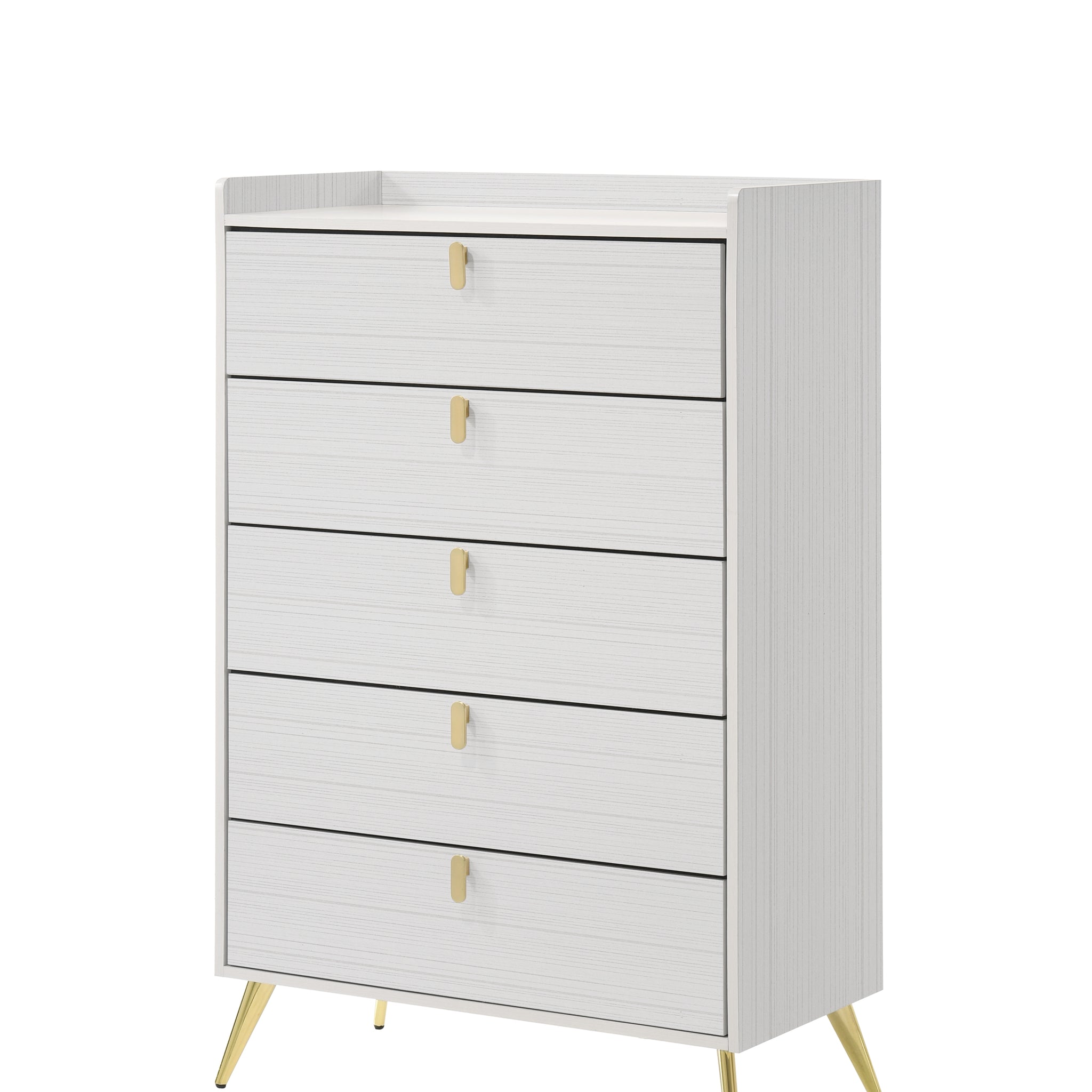 White 5 Drawer Chest With Pull Handles White Bedroom Contemporary Wood Metal