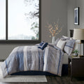 7 Piece Jacquard Comforter Set Navy Queen Queen Navy Polyester