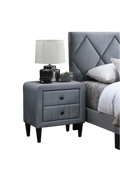 Grey Color Velvet Gorgeous 1Pc Nightstand Bedside Table 2X Drawers Bedroom Furniture Sleek Design Tempered Legs Grey 2 Drawers Bedroom Bedside Cabinet Classic,Contemporary,Glam,Modern Storage Velvet