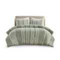 3 Piece Striped Cotton Comforter Set Sage King Cal King Sage Cotton