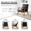 Coolmore Modern Accent Chair, Solid Wood Padding Lounge Armchairs With One Pillow For Living Room, Bedroom, Guest Room Black Pu Black Pu Brown Primary Living Space Modern Rubberwood Foam Pu Leather
