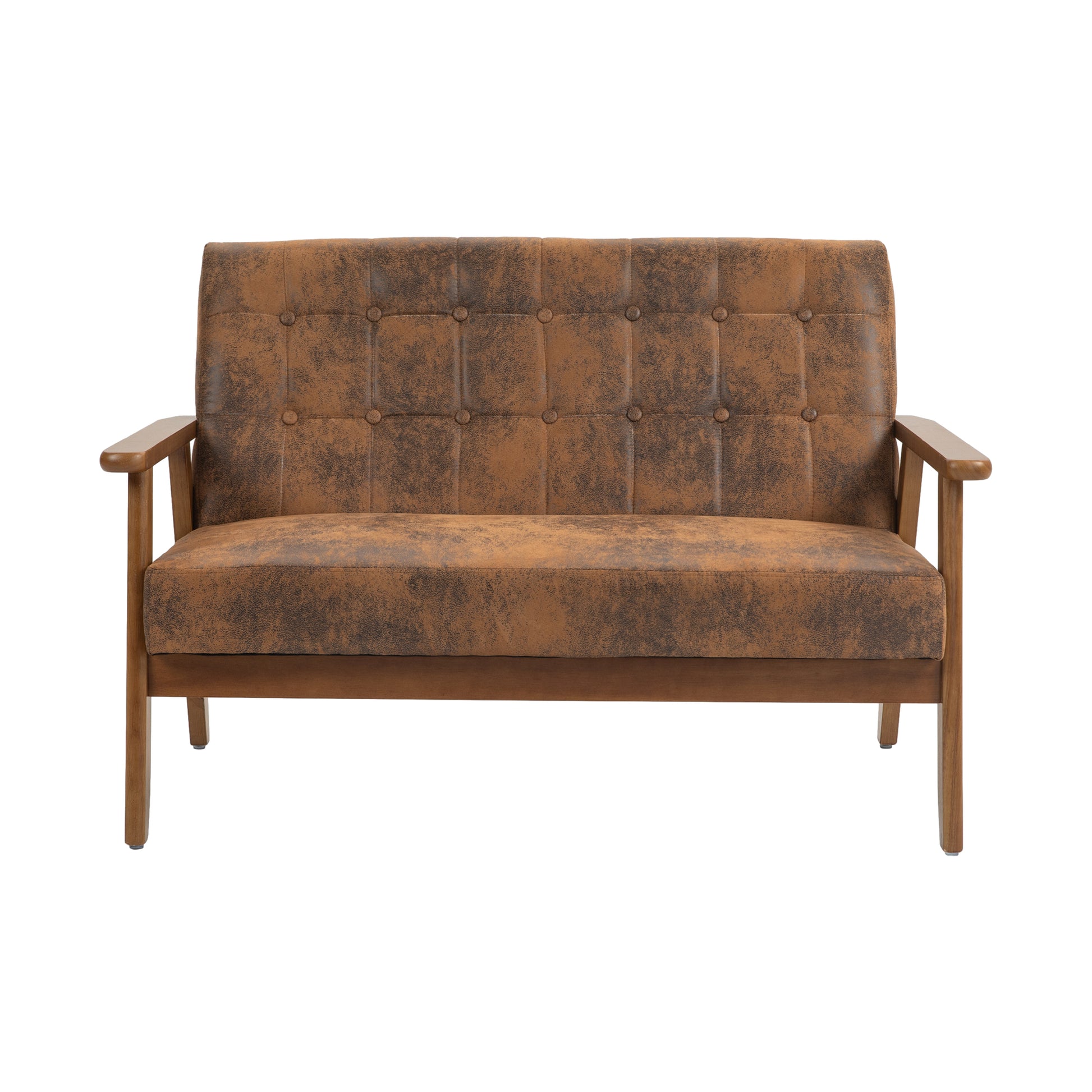Coolmore Mid Century Modern Solid Loveseat Sofa Upholstered Microsuede Fabric Loveseat, 2 Seat Upholstered Loveseat Sofa Modern Couch Coffee Microsuede 2 Seat