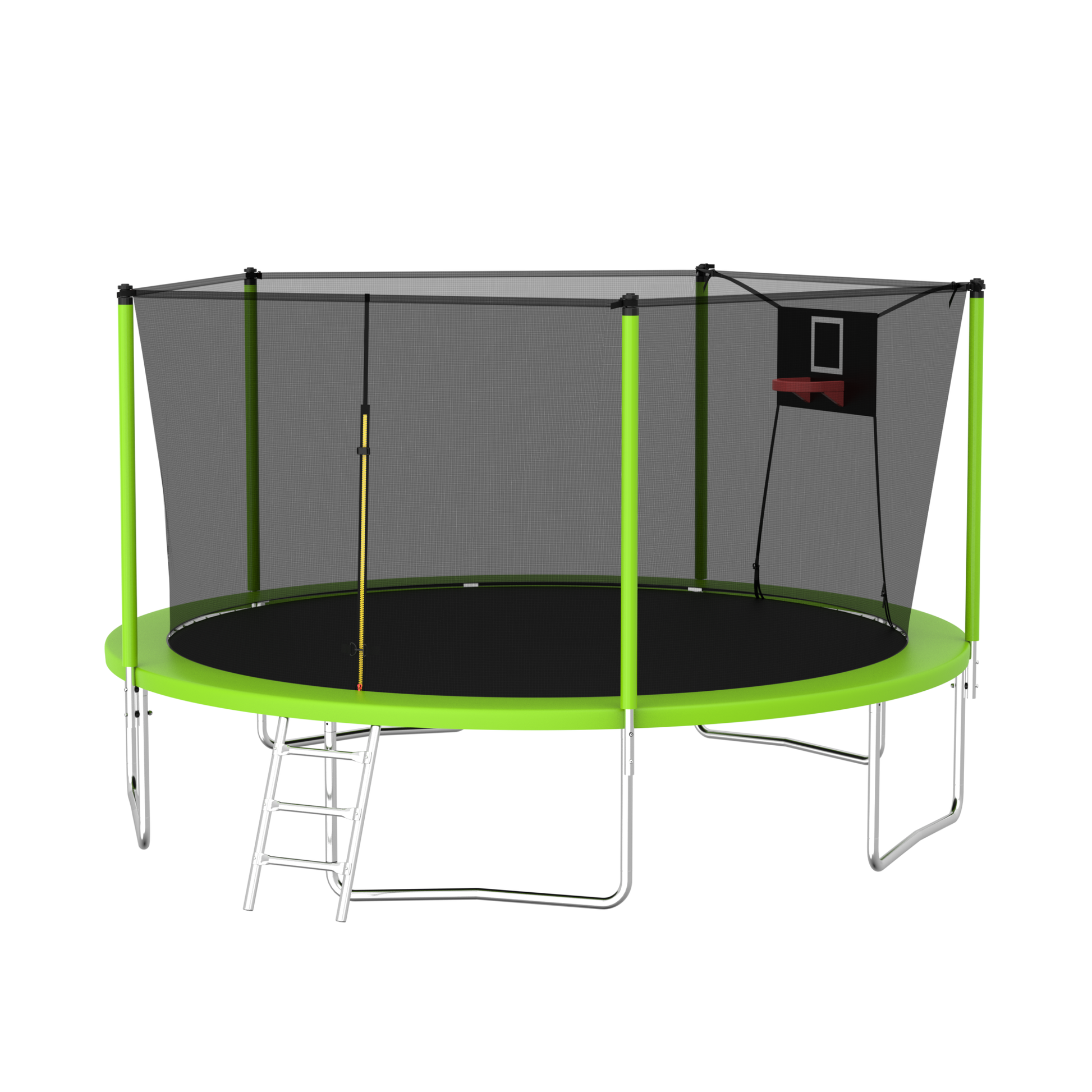 14Ft Trampoline For Kids And Adults With Net, Outdoor Recreational Trampolines For Family Green Metal