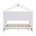 Full House Bed With Roof Frame, Bedside Shelves, Under Bed Storage Unit,White Full White American Design Pine