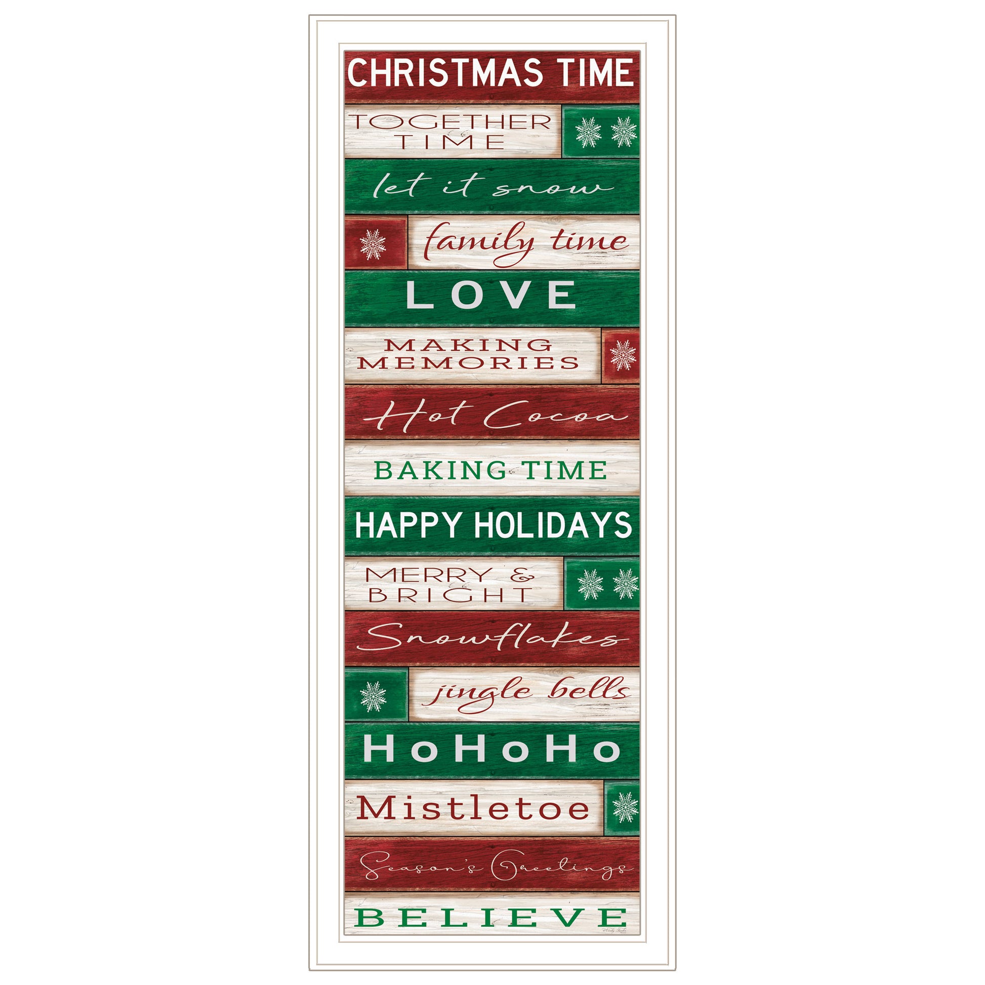 Christmas Time White Framed Wall Art For Living Room, Bedroom Wall Art Print For Home Decor By Cindy Jacobs Multicolor Wood Paper