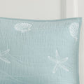 4 Piece Cotton Reversible Embroidered Quilt Set With Throw Pillow Aqua Full Queen Full Aqua Cotton