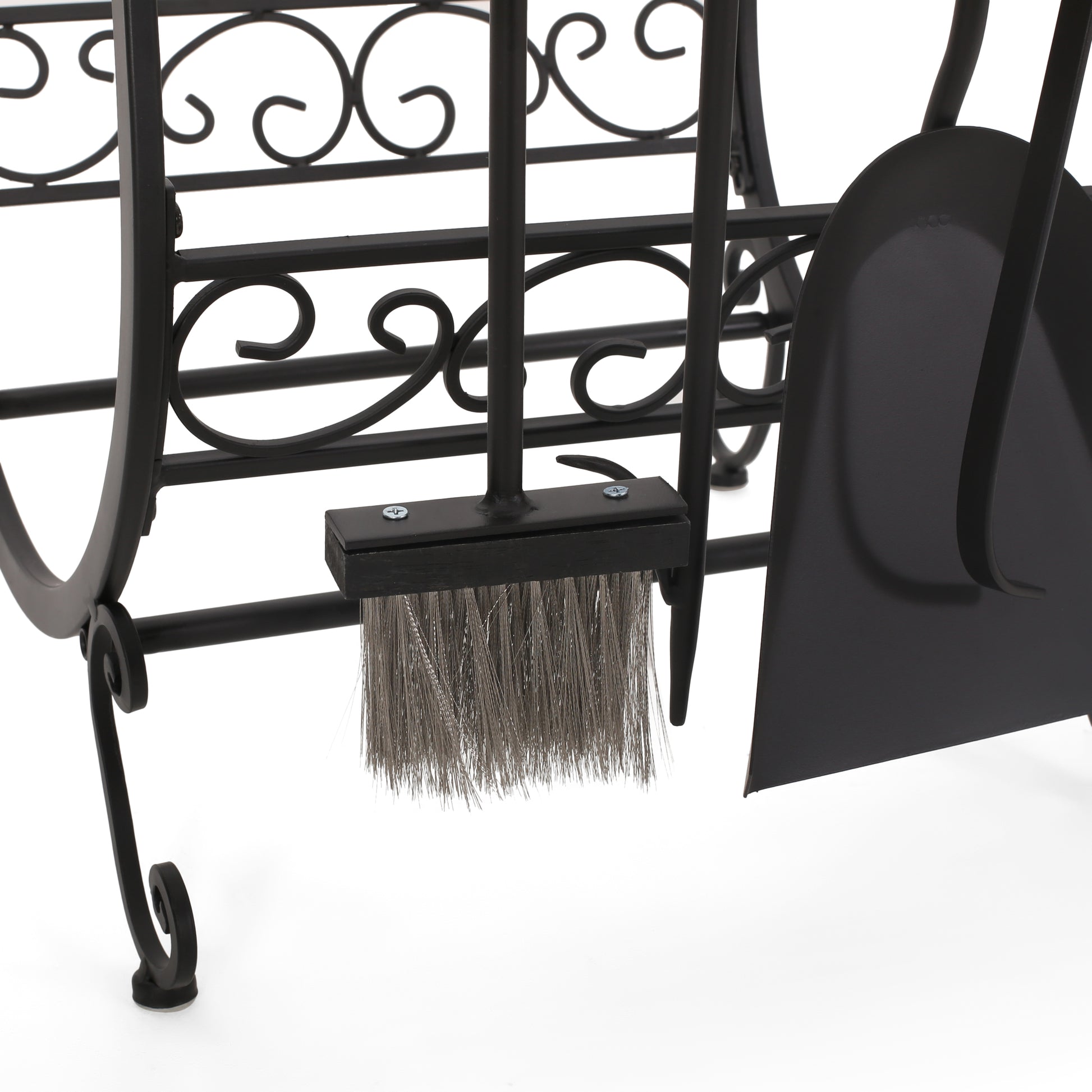 Log Rack And Tools Matt Black Iron