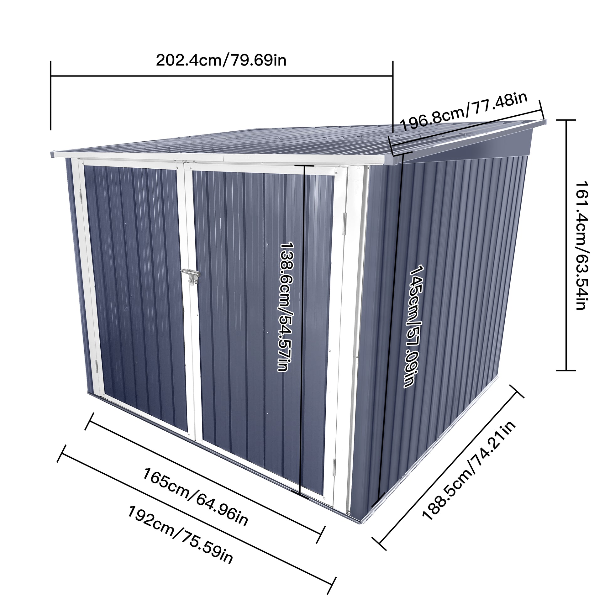 Bicycle Outdoor Steel Storage Shed ,Stores 4 Bikes,Grey Grey Ash Metal