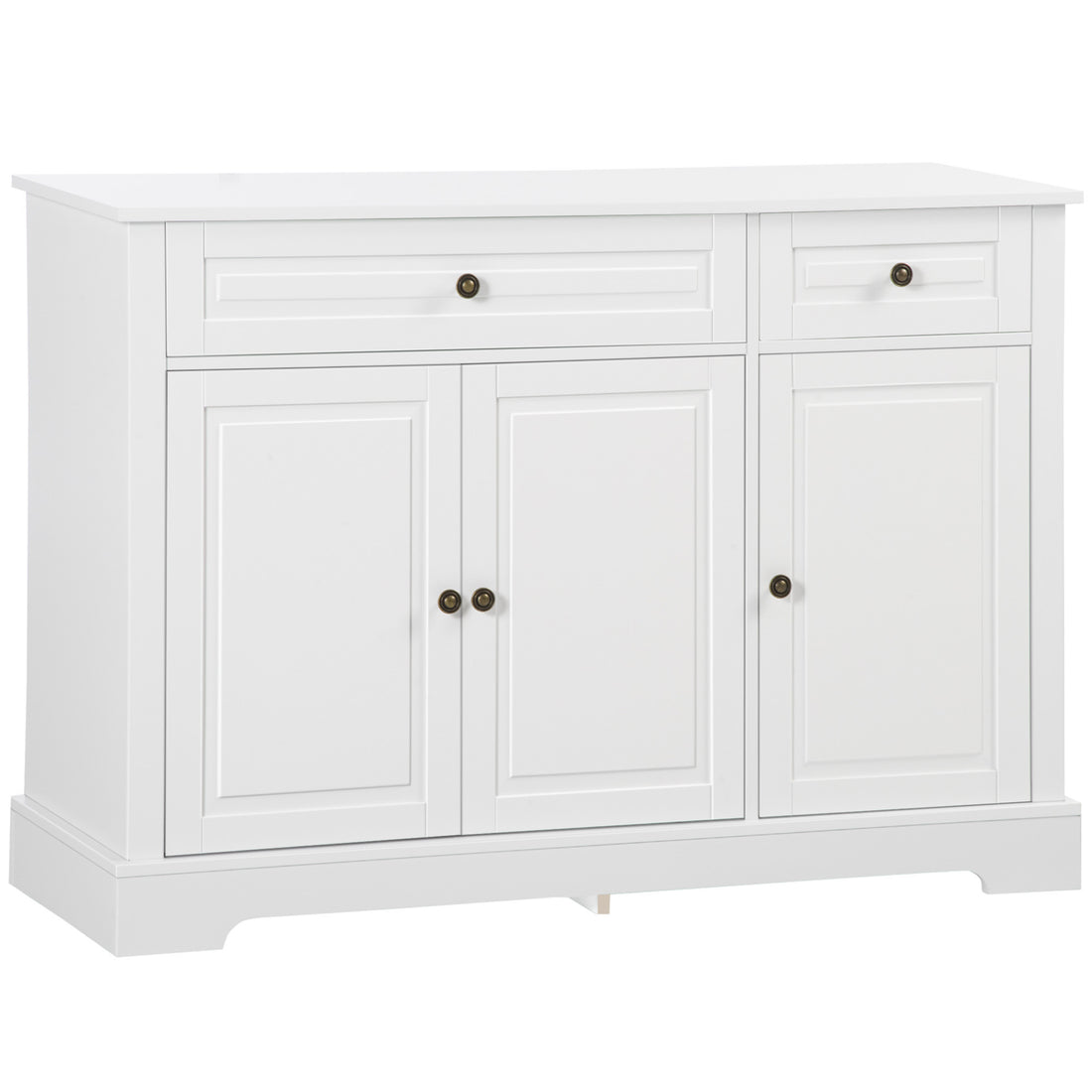 Homcom Sideboard Buffet Cabinet, Modern Kitchen Cabinet With 2 Drawers And Adjustable Shelves, Coffee Bar Cabinet, White White Mdf