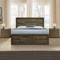 3 Pieces Vintage Farmhouse Style Queen Size Platform Bed With 10 Wooden Slats Support 2 Nightstands, No Box Spring Needed, Rustic Brown Box Spring Not Required Queen Rustic Brown Wood 3 Piece Set Bedroom Traditional Plywood
