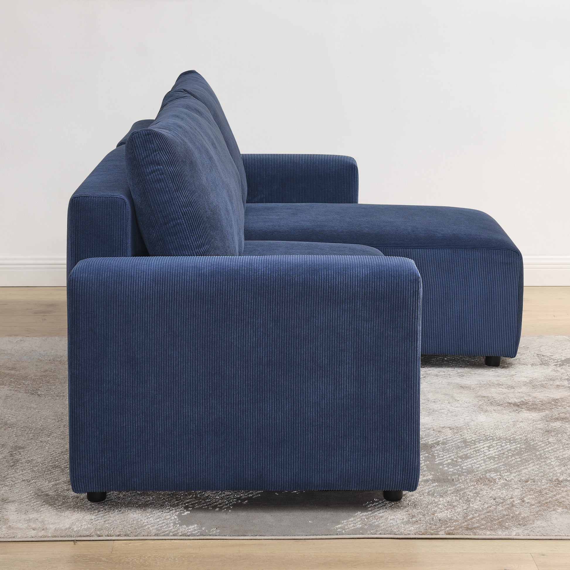 Modular Corduroy Upholstered 3 Seater Sofa Bed With Storage For Home Apartment Office Living Room, Free Combination, L Shapedblue Blue Wood Primary Living Space Medium Soft Pillow Back Eucalyptus Square Arms Foam Corduroy 3 Seat