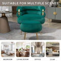 Coolmore Upholstered Velvet Barrel Accent Chair With Ottoman,Accent Comfy Lounge Arm Chair And Folding Footrest Stool Set,Single Sofa Armchair With Lounge Seat For Bedroom,Office Green Green Foam Velvet