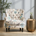 Mirod Comfy Arm Chair With Tufted Backmodern For Living Room, Bedroom And Study White Multi Fabric