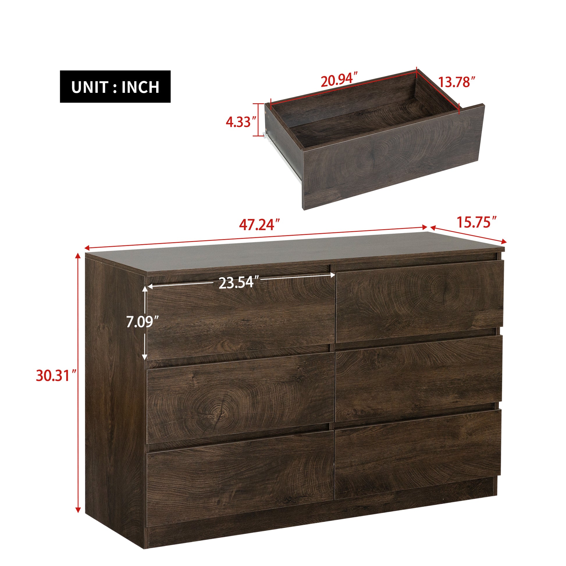 Drawer Dresser Cabinet, Sideboard, Bar Counter, Buffet Counter, Table Lockers, Three Plus Three Drawers Audit, Can Be Used For Dining Room, Living Room, Bedroom, Kitchen Corridor, Color: Dark Gray 5