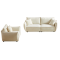 3 Seater 1 Seater Combo Sofa Modern Living Room Sofa, Linen Fabric Sofa, Wooden Frame With 3 Pillows, Apartment Sofa Furniture Beige Chenille Wood Primary Living Space Pine Foam Fabric 4 Seat