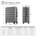 Premium Abs Travel Luggage Set3 Piece Tsa Lock Suitcase Group With 20, 24, And 28 Inch Sizes With 360 Spinner Wheels, Grey Grey Abs