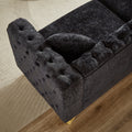 60 Inch Chenille Pull Buckle Design Sofa For Living Room,Buttons Tufted With Copper Nail Decoration Armrest, Modern Couch Upholstered Button And Metal Legs Black Foam Chenille 2 Seat