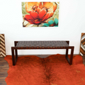 Christina Tan Leather Bench Cognac,Dark Brown,Tan Brown Genuine Leather Mid Century Modern Genuine Leather,Solid Wood