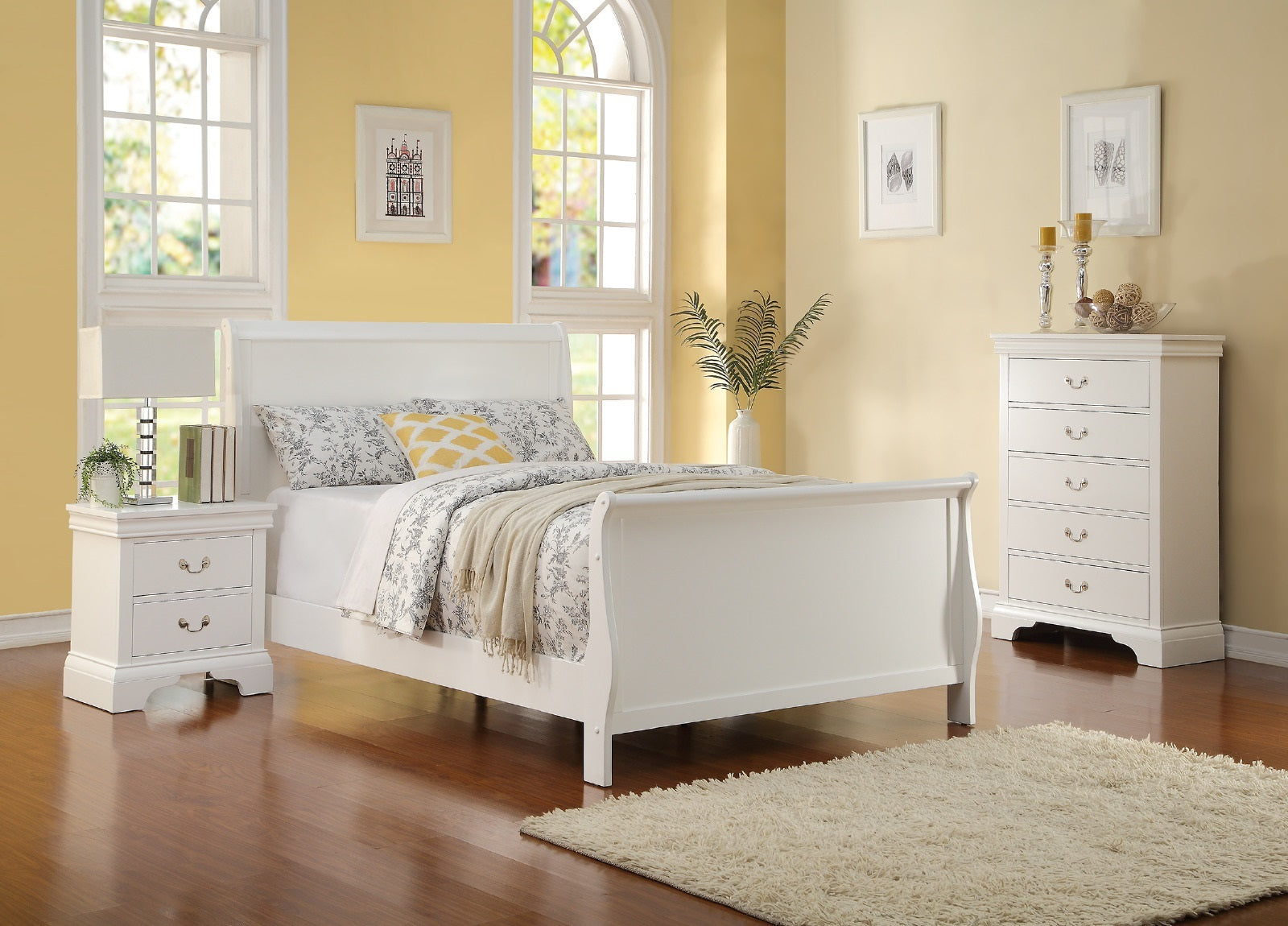 Modern 1Pc Twin Size Bed Bedroom Furniture Sleigh Design Headboard Footboard Plywood 1Pc Bedframe White Color Box Spring Required Twin White Wood Bedroom Contemporary,Modern,Transitional,Ultra Modern Rubberwood Bed Frame Plywood