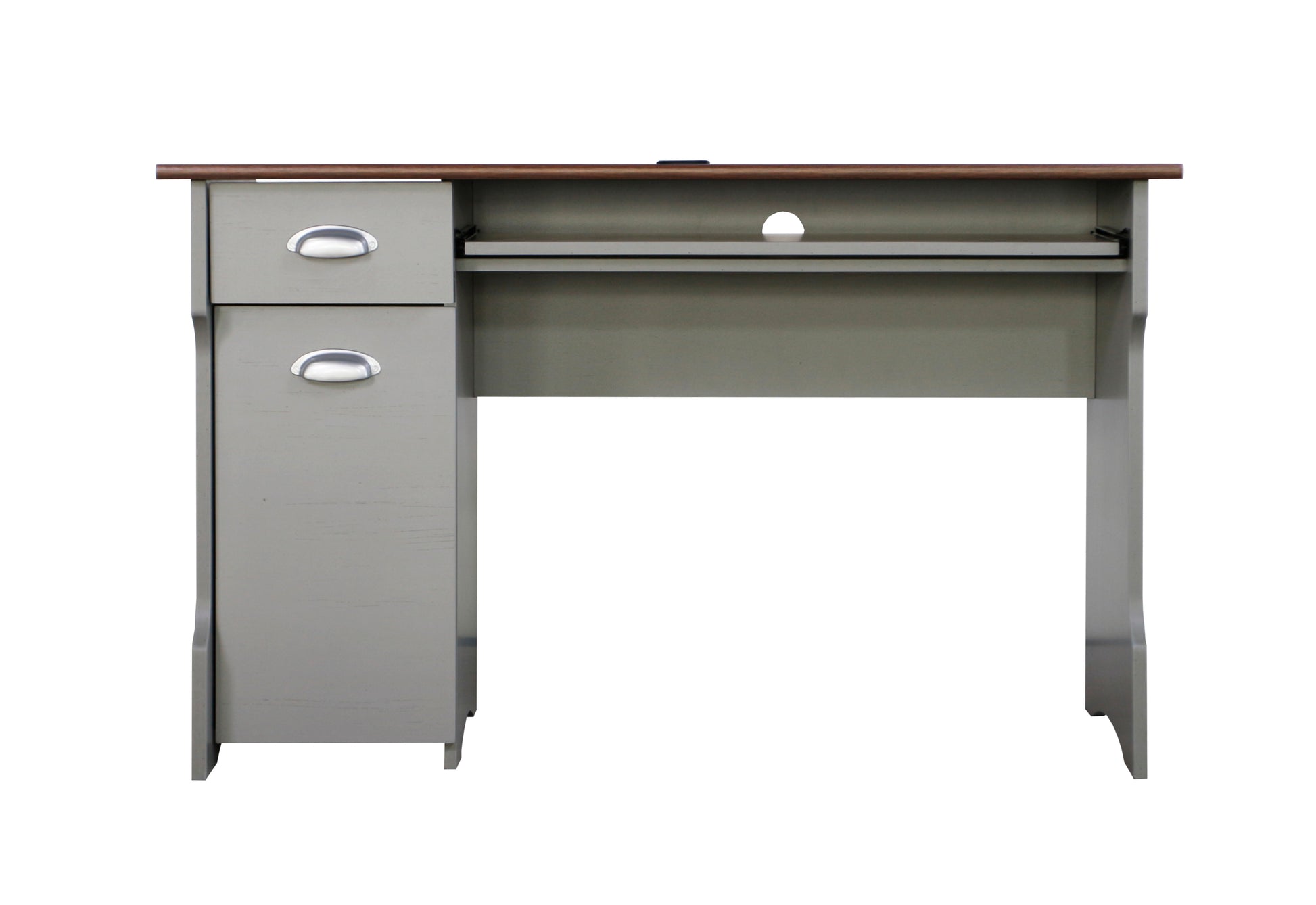 47" Writing Desk "Elegant Two Tone Writing Desk With Storage Contemporary Gray And Rosewood Finish, Sturdy Office And Home Workstation" Multicolor Solid Wood