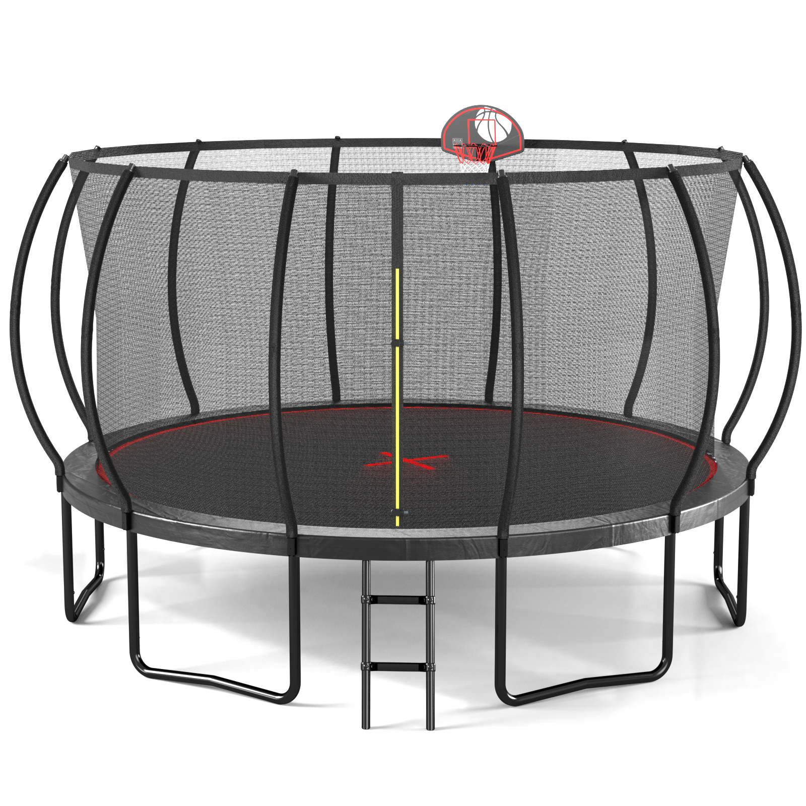 Yc 16Ft Trampoline Pumpkin Black Red Black Red Garden & Outdoor Steel