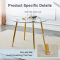 Round Dining Table With Glass Top, Gilded Metal Legs, Exquisite Living, Starting From The Details, The Gold Legs Show An Extraordinary Texture, Which Is The Finishing Touch To Your Home Transparent Glass Metal