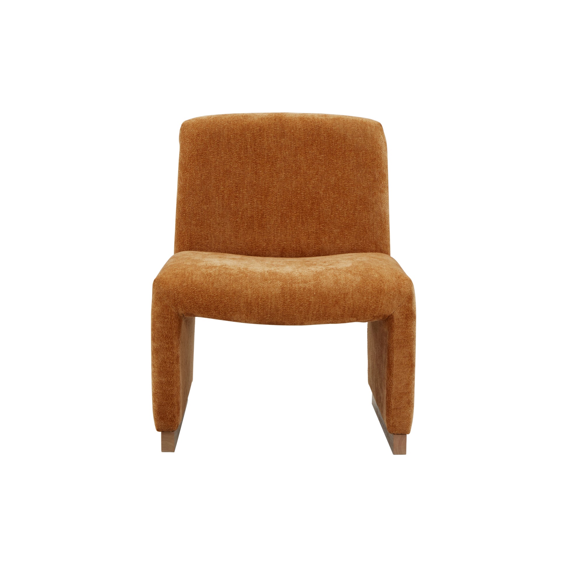 Comfy Accent Chair, Upholstered Slipper Chair, Armless Chair With Wood Legs And Soft Fabric For Living Room, Bedroom, Orange Orange Foam Wood Fabric