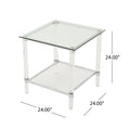 Square End Table Clear Glass Acrylic