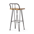 Denali Industial Wood And Metal Barstool Brown Acacia Wood