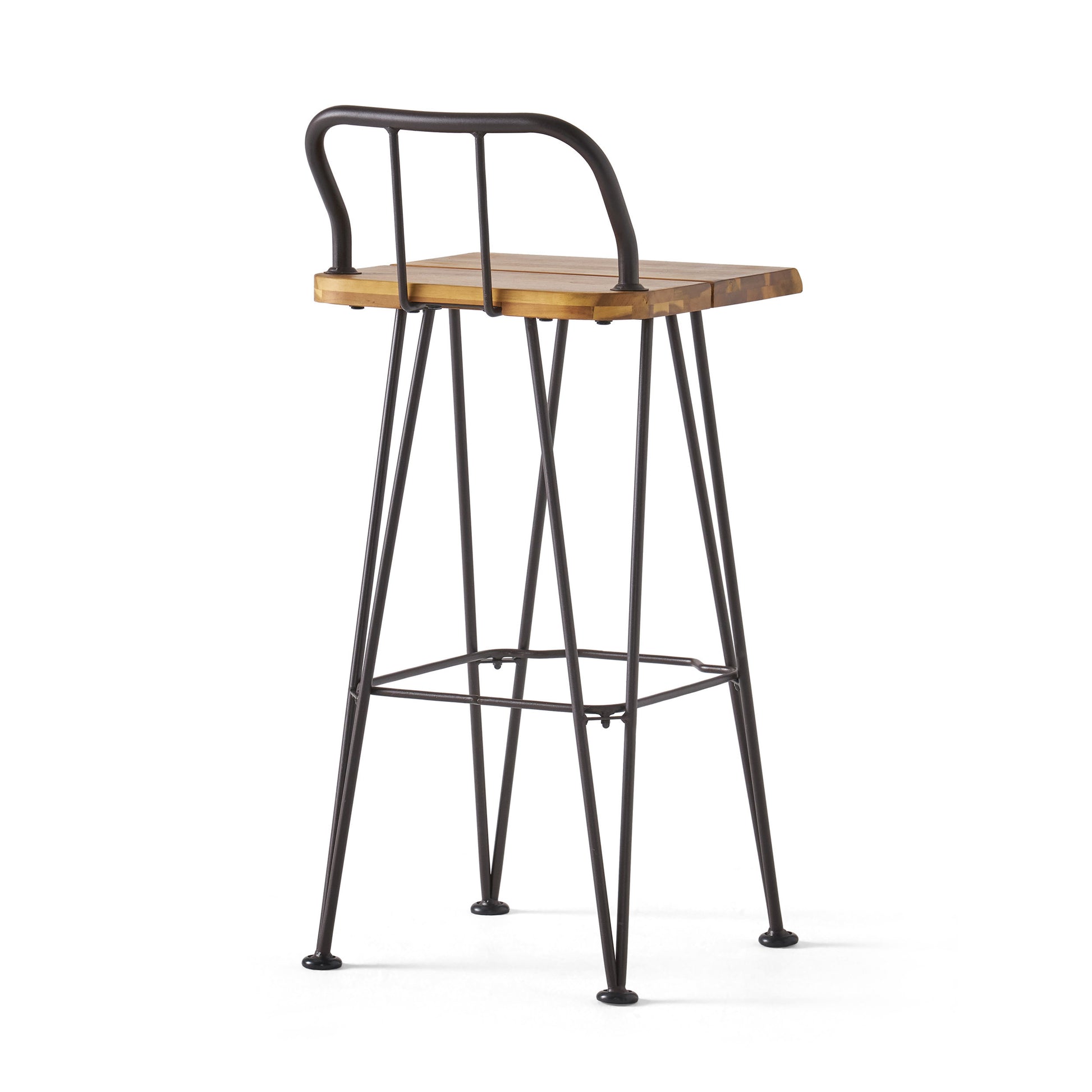 Denali Industial Wood And Metal Barstool Brown Acacia Wood