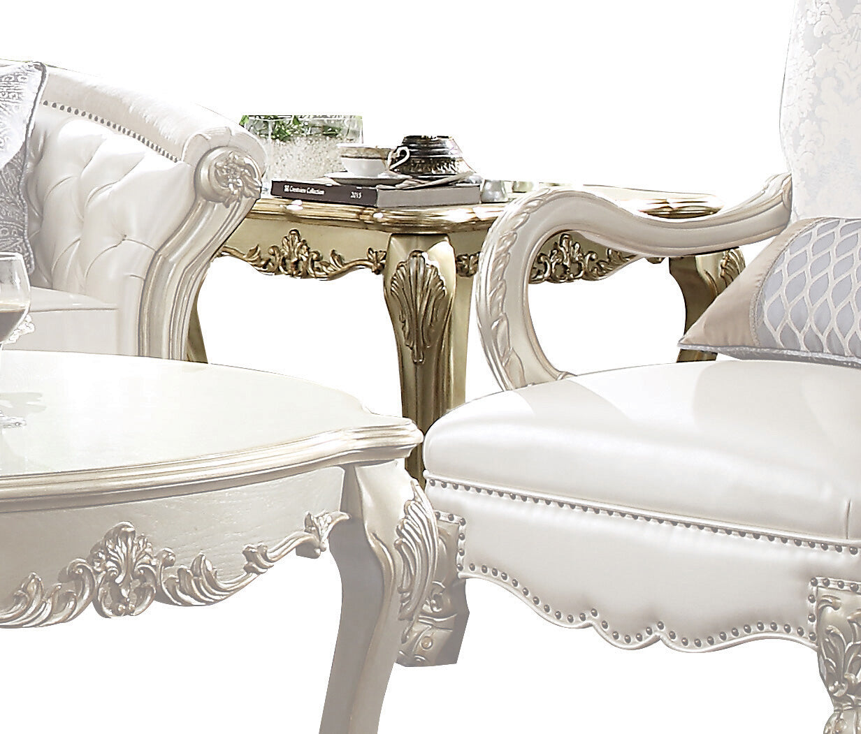 Gold Patina And Bone End Table With Claw Leg Beige Gold Primary Living Space Traditional Square Wood Plastic