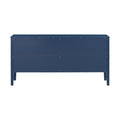 Four Door Sideboard With Geometric Line Patterns And Vintage Metal Handles For Timeless Elegance,Suitable For Living Rooms, Entrance And Study Rooms Navy Blue Primary Living Space American Design Mdf