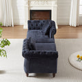 81 Inch Chenille Face To Face Chaise Lounge With Two Pillows,Nailhead Trim,Button Tufted Design And Rolled Arms For Lounge, Living Room And Office Blue Chenille 1 Seat