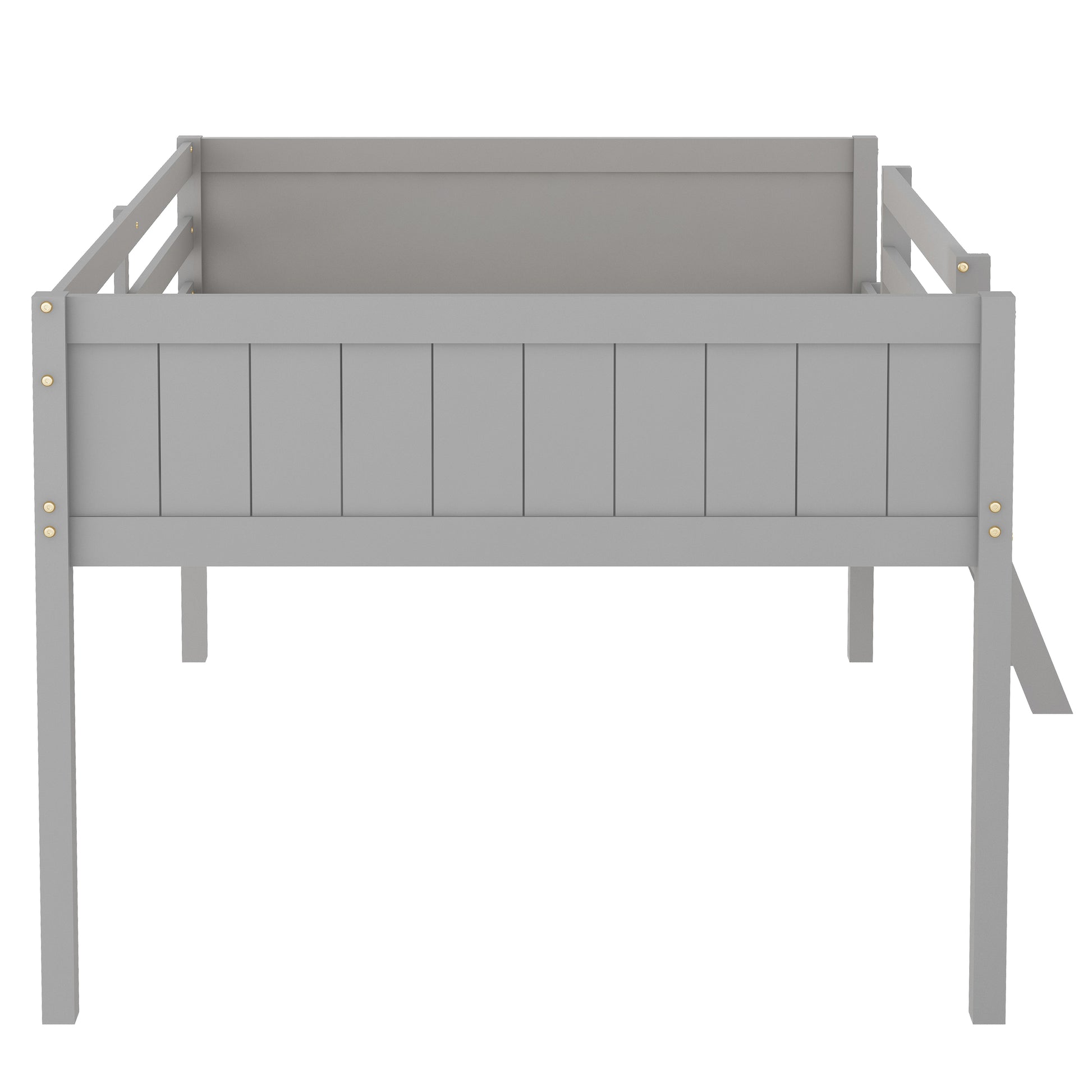 Full Size Wood Low Loft Bed With Ladder, Ladder Can Be Placed On The Left Or Right, Gray Old Sku:Gx000366Aae Box Spring Not Required Full Gray Wood Bedroom Solid Wood Mdf