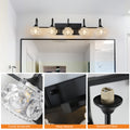 Retro 5 Light Bathroom Vanity Light Fixture Black Finish With Crystal Glass Shades, Wall Mounted Lighting For Bathroom, Powder Room, And Vanity Mirror No Bulbs Black Crystal Iron